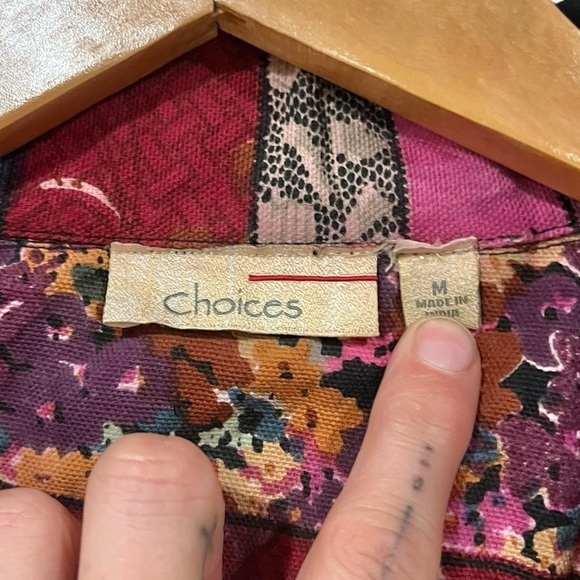 Choices Size Medium Zipup Jacket multiColorful Striped Long Sleeved Floral Coat - Picture 5 of 7